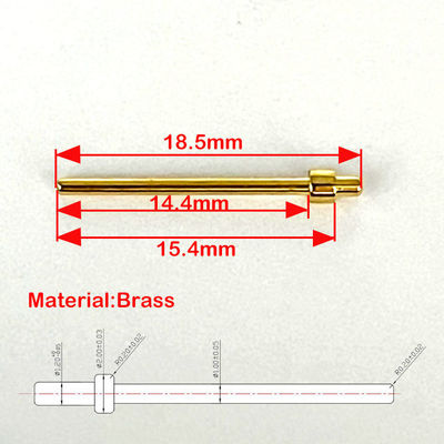 Verbindungsspinne, bearbeitet, 2,0x18,5 mm Goldplattiert, Endspinne, Messing-Kontaktpunktspinne