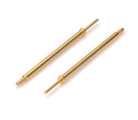 Verbindungsspinne, bearbeitet, 2,0x18,5 mm Goldplattiert, Endspinne, Messing-Kontaktpunktspinne