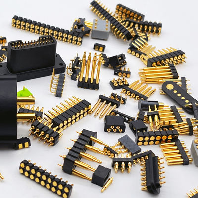 Weiblicher Pogo-Pin-Anschluss 6P Goldplattiert H2.5 Dip-Typ Messingkontakt für PCB-Hochstrom