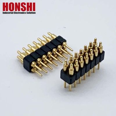Weiblicher Pogo-Pin-Anschluss 6P Goldplattiert H2.5 Dip-Typ Messingkontakt für PCB-Hochstrom