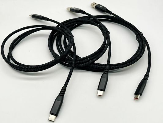 1m schwarzes USB-Gusskabel UL2725 28Awg für schnelle Daten-Synchronisierung und Ladevorrichtung