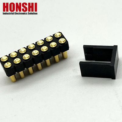 2.54mm High Current Pogo Pin Connector Weiblich 2x7P Goldplattiert H2.5 SMT Typ Für Leiterplatten