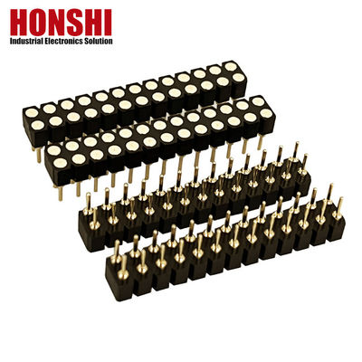 2.54mm Doppelreihe-PCB H3.0mm 7.4mm Gerade Messingbearbeitung Rundes Weibliches Kopfhalter