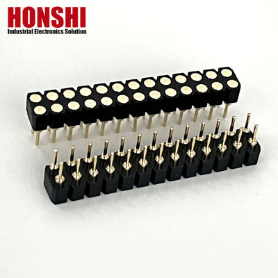 2.54mm Doppelreihe-PCB H3.0mm 7.4mm Gerade Messingbearbeitung Rundes Weibliches Kopfhalter