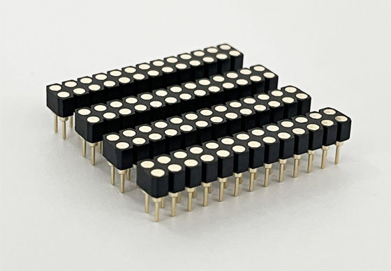 2.54mm Doppelreihe-PCB H3.0mm 7.4mm Gerade Messingbearbeitung Rundes Weibliches Kopfhalter