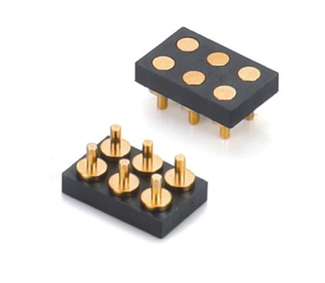 2.54mm Pitch Weiblich 6 Pin PCB-Anschluss Federladen Pogo Pin-Anschluss Smt Typ