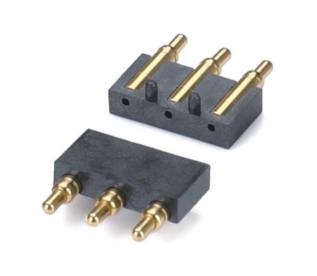 2.5mm Pitch Brass C6801 3-Pin SMT Typ Männlicher Kopf Pogo Pin Stecker schwarzer Kunststoff