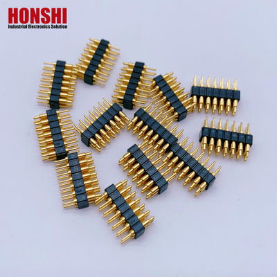Customized 2.0mm Pitch Brass Pogo Pin 2 Reihe 14Pin Federverbindungen männliches Geschlecht