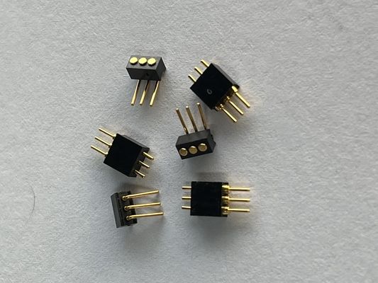 1.27mm 3pinniger Rechtswinkel Dip-Typ Messing-Flügelladung Magnetischer Pogo-Pin-Anschluss