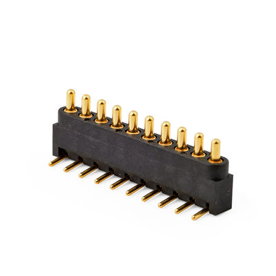 2.54mm Schwung 10Pin Richtig Winkel Männlich Messing Federbeladen Magnetische Pogo Pin Connector