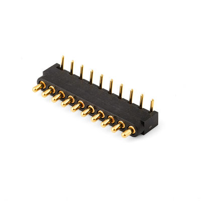 2.54mm Schwung 10Pin Richtig Winkel Männlich Messing Federbeladen Magnetische Pogo Pin Connector