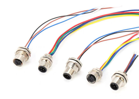 M12-Serie Kreislaufanschluss Männlicher Stecker 5pinnige hintere Schraube Panelmontage M16*1.5 PG9