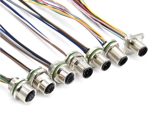 M12-Reihe Runddrahtanschluss Steckdose 12-Pin-Hinterschraubenplatte Montage