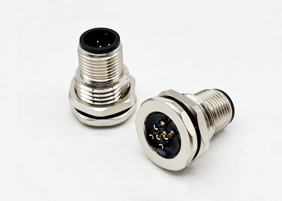 M12-Serie Kreislaufanschluss Männlicher Stecker 5pinnige hintere Schraube Panelmontage M16*1.5 PG9