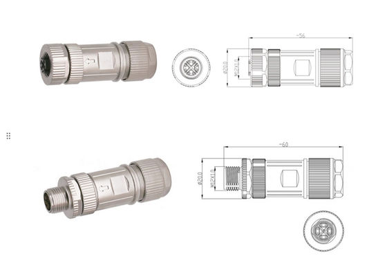 Kreisförmiges M12 X-Code-Anschluss Ethernet 8 Pins Männlich weiblich Steckeranschluss Schraubenbaugruppe