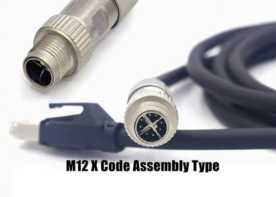 Kreisförmiges M12 X-Code-Anschluss Ethernet 8 Pins Männlich weiblich Steckeranschluss Schraubenbaugruppe