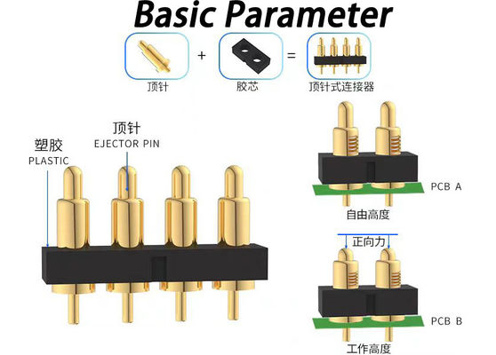 2.54mm Pitch Pogo Pin Steckverbinder Frühling geladen H7.75mm Für PCB-Verbindungen