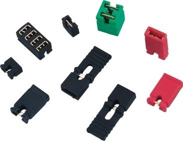 Mini Jumper Höhe 6,0 mm Rot Blau Gelb Schwarz mit offenem Deckel