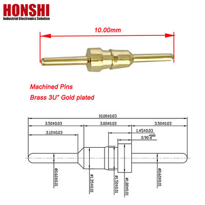 CNC-bearbeitete Kontaktnadel Messing-Fitting Messing-Stecker-Pin elektrische Runde Nadel 10,0 mm