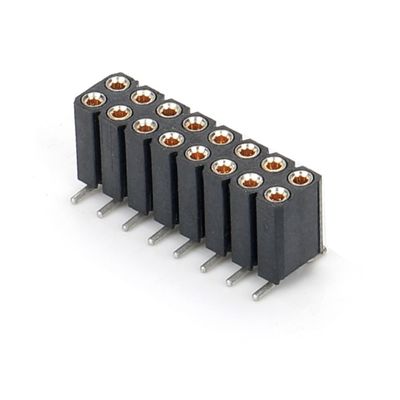 2.54mm Doppelreihe H7.0mm SMT-PCB Messingbearbeitung Rundes weibliches Kopfhörerverbindung PA6T Schwarz