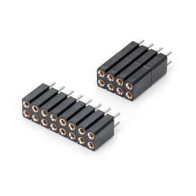2.54mm Doppelreihe H7.0mm SMT-PCB Messingbearbeitung Rundes weibliches Kopfhörerverbindung PA6T Schwarz