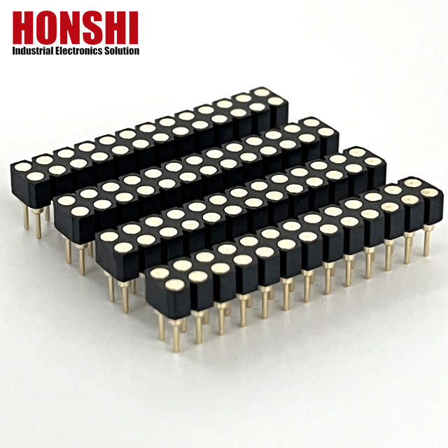 2.54mm Doppelreihe-PCB H3.0mm 7.4mm Gerade Messingbearbeitung Rundes Weibliches Kopfhalter
