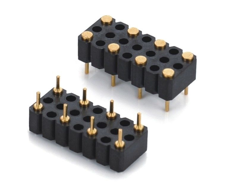 5.08mm Pitch Pogo Pin Connector Dip Typ Weiblich 8 Pin 4,0mm Drei Reihe Feder geladen