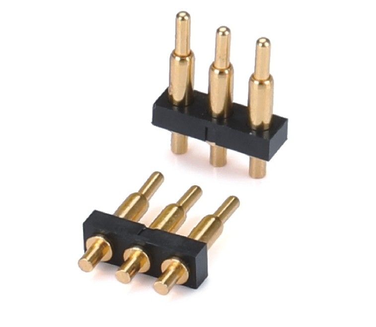 Einzelreihe 3-Pin 1,5 mm Dip-Typ Goldplattiert Messing Pogo-Pin Steckverbinder 2,54 mm Abstand