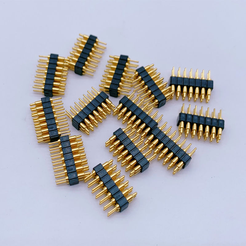 Customized 2.0mm Pitch Brass Pogo Pin 2 Reihe 14Pin Federverbindungen männliches Geschlecht