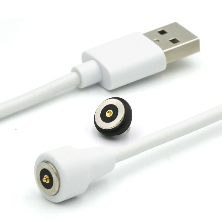 Zwei-Stift-Magnet-Pogo-Stift-Anschlusskabel zum USB-Stift-Weißkabel