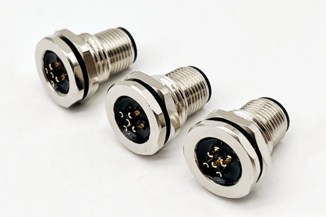 M12-Serie Kreislaufanschluss Männlicher Stecker 5pinnige hintere Schraube Panelmontage M16*1.5 PG9