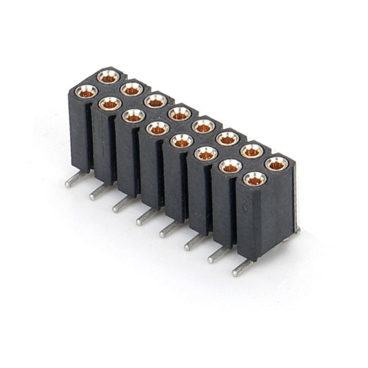 2.54mm Doppelreihe H7.0mm SMT-PCB Messingbearbeitung Rundes weibliches Kopfhörerverbindung PA6T Schwarz