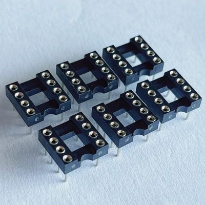 2.54mm 8 Pin IC Steckdose Anschluss weiblich Gerade Pin Kopf PBT Dämmstoff Schwarz